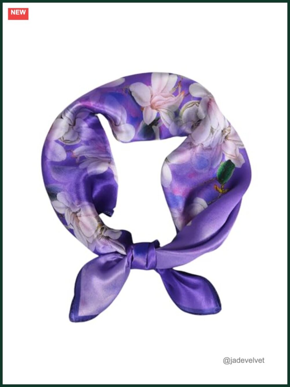 100% Mulberry Silk Neck Scarf 21" Square Floral Neckerchief